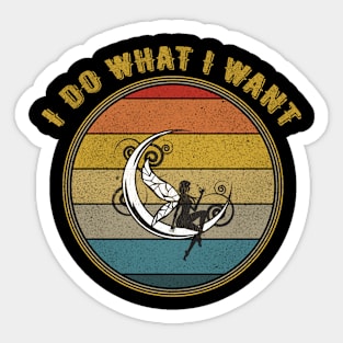 I Do What I Want Moon Fairy Silhouette Distressed Sticker